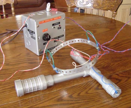 1991 Ford Bronco - A homemade time machine prop sits on a table, complete with a control box and various wires.