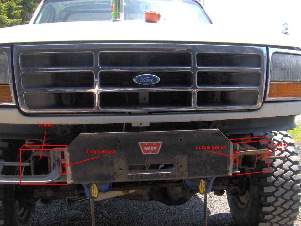 1993 Ford Bronco front bumper with winch and clevis mounts