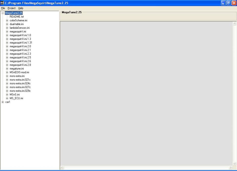 Computer screen showing file explorer with MegaTune 2.25 program open