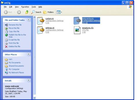 1991 Ford Bronco - A screenshot of a Windows XP file explorer window titled 'mtCfg' displays various configuration files.