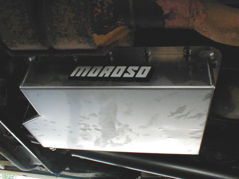 1996 Ford Bronco - Moroso oil pan shield is visible under the vehicle's chassis.