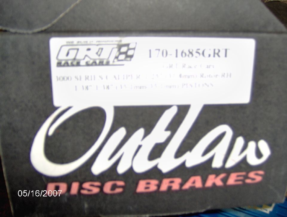 Box for Outlaw Disc Brakes, part number 170-1685GRT, 3000 series caliper, 13 inch rotor
