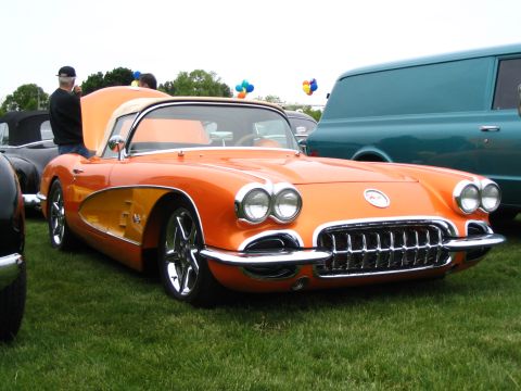 1993 Ford Taurus - A classic orange 1958 Corvette convertible is displayed at the Waterdown Spring Car Show & Swap Meet in 2007.