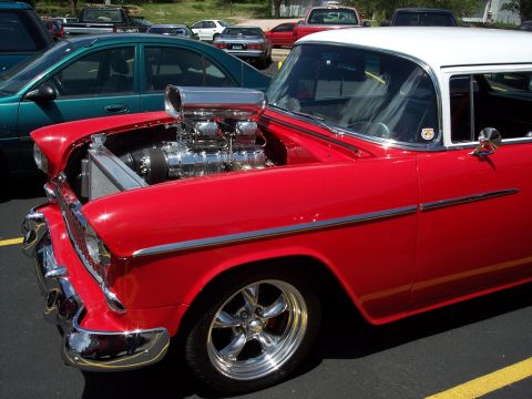 1972 Ford Ranchero - A modified 1955 Chevrolet Bel Air shows off its powerful engine and custom details.