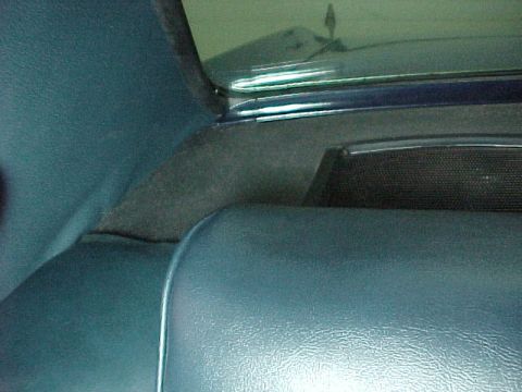 1968 Mercury Cougar - Rear seat showing interface between package shelf, seat and rear seat side panel.