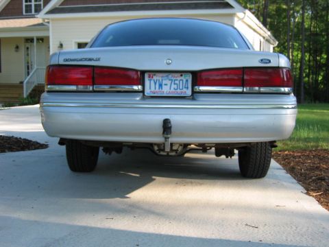 1985 Ford LTD Crown Victoria - Rear view of a silver 1985 Ford Crown Victoria LTD parked in a driveway.