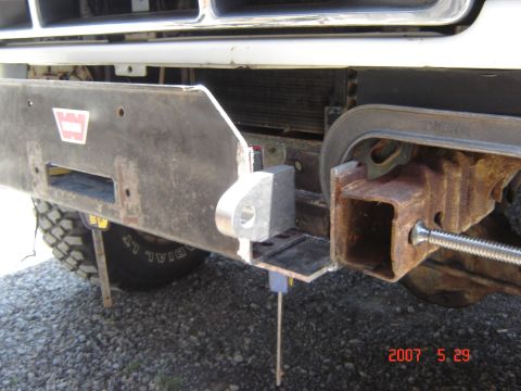 1993 Ford Bronco - This photo shows a custom front bumper with a winch mount and tow hitch receiver, dated 2007.
