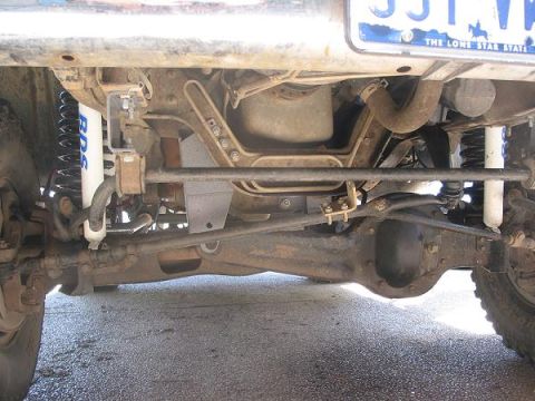 1996 Ford Bronco - Undercarriage view of a 1996 Ford Bronco showing BDS lift components and front axle.