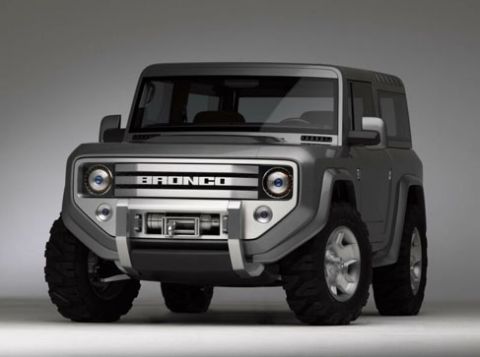 1991 Ford Bronco - This concept SUV features prominent "BRONCO" lettering across its grille, suggesting a modern interpretation of the classic model.