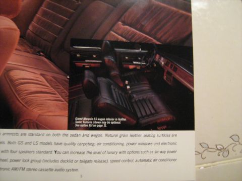 1988 Mercury Grand Marquis - Sales Brochure 2nd page closeup on leather seating