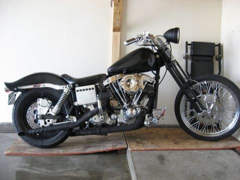 1979 Harley-Davidson FXRT Sport Glide - Redid whole bike in 2007. Black paint, springer, exhaust wrapped, solid rear wheel, etc.