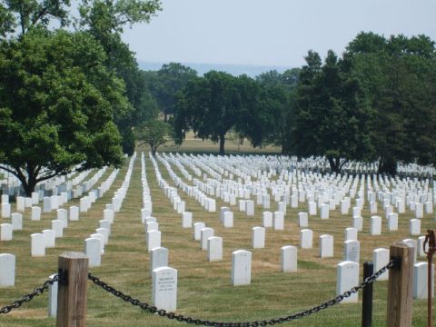 2004 Ford Crown Victoria - A vast expanse of white headstones stretches across the landscape at Arlington National Cemetery.