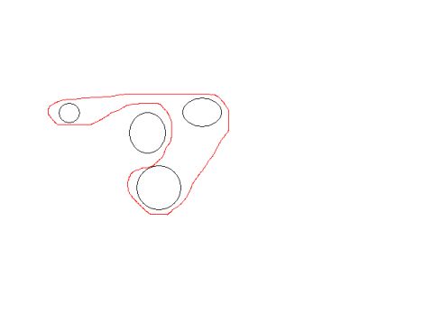 1990 Ford Ranger - Diagram shows a serpentine belt tensioner assembly with four pulleys.