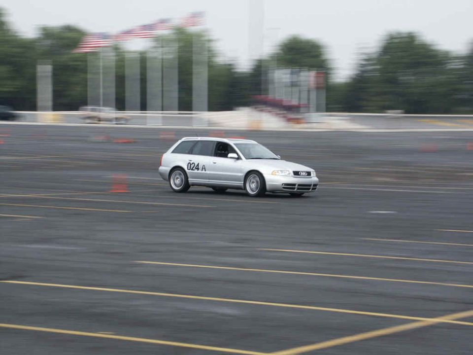 Silver Audi wagon with racing number 024 A on track