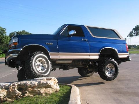 1996 Ford Bronco - This 1996 Ford Bronco is shown with a lifted suspension and off-road tires.