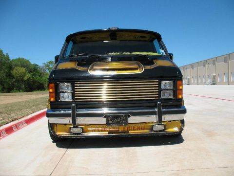 1978 Ford E250 - This van features a prominent gold grille and custom hood scoop, with "MY CARD FRIEND" visible on the lower bumper.