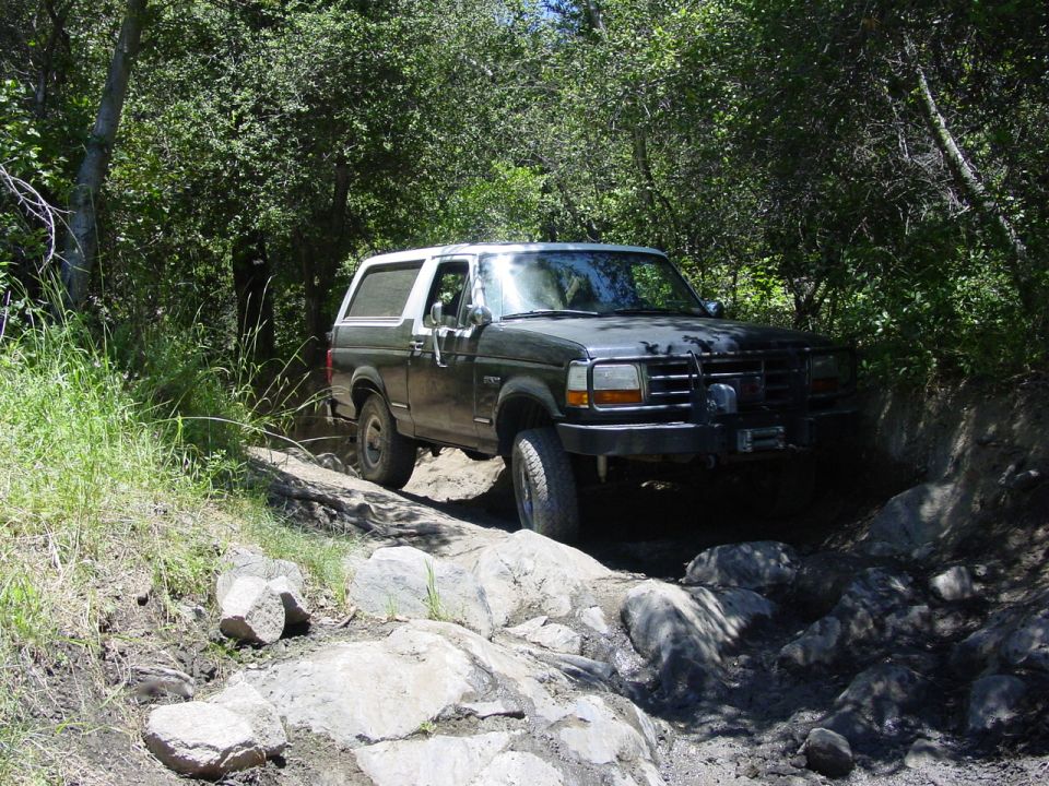 1994 Ford Bronco on a rocky trail