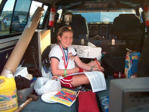 1978 Ford Bronco - Ken's daughter,Kelly,in the back of Ken's Bronco wearing the medal she won for winning a kid's event.