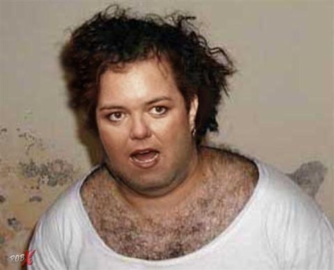 1973 Ford Ranchero - A portrait of Rosie O'Donnell, her distinctive hairstyle and chest hair.