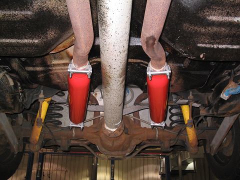 2001 Ford Crown Victoria - Installed and clamped down. Yes that's muffler cement. According to the tube, it 'prevents comebacks'. I hope so. Doesn't leak so I guess i…