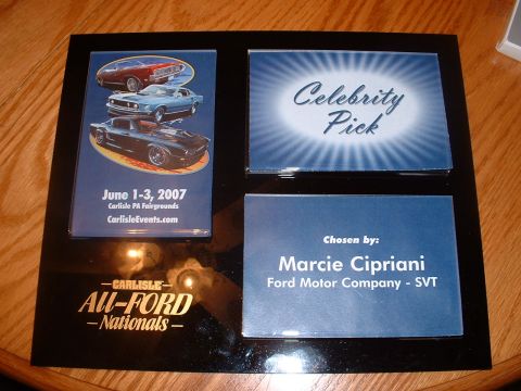 1978 Ford Mustang II - This display plaque from the 2007 Carlisle All-Ford Nationals features car images and text about a celebrity pick.