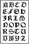 1983 Ford Ranger - This document displays the Gothic alphabet, uppercase letters from A to Z in a decorative font.
