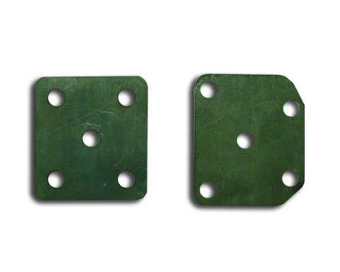 1991 Ford Bronco - Two green metal plates, each with five holes, are shown against a white background.