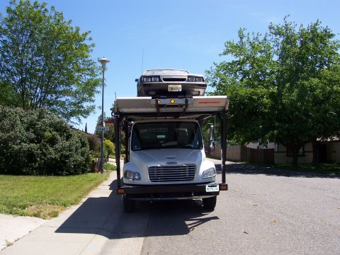 1983 Ford Bronco - this is a full front view of the tow and mustang