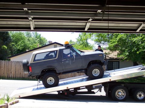 1983 Ford Bronco - this is the last of Jezebel on the tow truck.