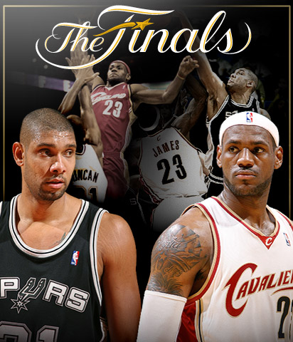 1991 Ford Bronco - This image shows basketball players Tim Duncan and LeBron James, with "The Finals" text overlay.