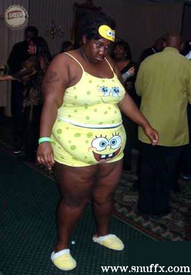 1989 Ford Bronco - Woman in Spongebob pajamas at an indoor event.