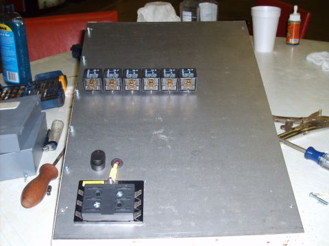 2004 Ford Crown Victoria - Custom electrical relay panel with various components, likely for automotive or industrial use.