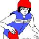 1993 Ford Taurus - A person is depicted wearing a red helmet and a blue vest over a white shirt.