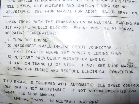 1995 Ford Taurus - This document provides instructions for checking engine timing and idle speed control, referencing shop manuals for details.