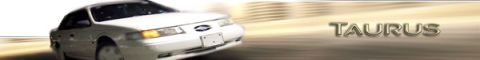 1993 Ford Taurus - A white Ford Taurus is shown in motion, with the model name prominently displayed.