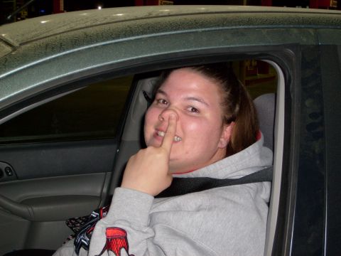 1976 Ford F-100 - Dawn picking her nose... not really but it is still a funny pic :)