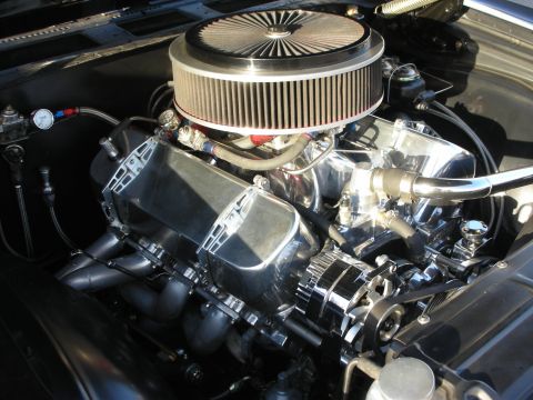 1998 Ford Crown Victoria - Custom V8 engine with chrome components and air intake system.