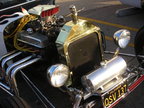 1998 Ford Crown Victoria - Custom hot rod front end features a Ford radiator and a skull hood ornament.