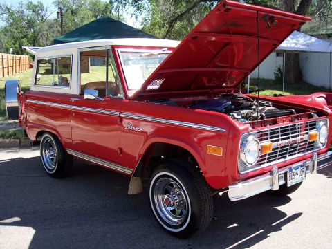 1972 Ford Ranchero - This 1970 Ford Bronco is displayed with its hood open, revealing the engine bay.
