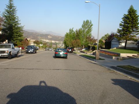 1993 Ford Taurus - A green 1993 Ford Taurus is seen from the rear on a residential street with other vehicles present.