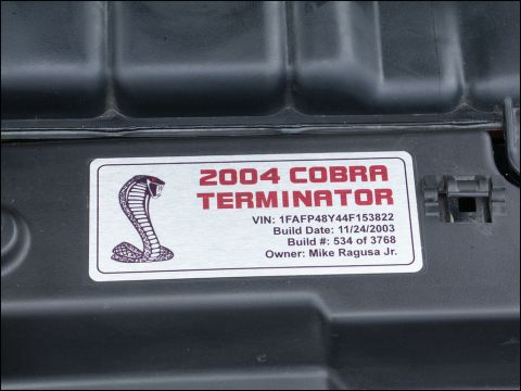 2001 Mercury Grand Marquis - VIN plate indicates a 2004 Cobra Terminator, contradicting the registry's claim of a 2001 Mercury Grand Marquis.