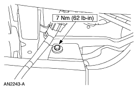 2001 Ford Crown Victoria - This diagram illustrates a bolt requiring a torque of 7 Nm (62 lb-in) for installation.