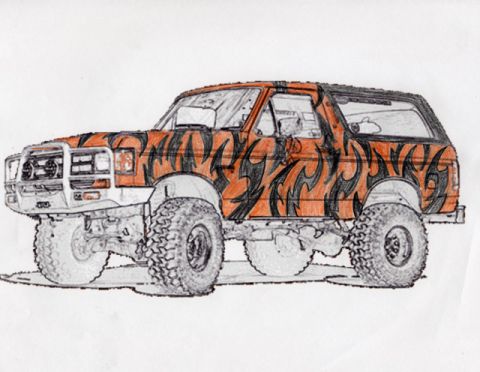 1981 Ford Bronco - Tried to do a tribal tiger stripe...