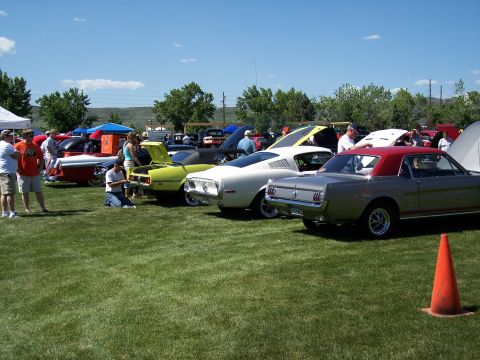 1972 Ford Ranchero - A gathering of vintage automobiles on display at an outdoor event.