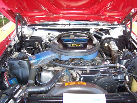 1972 Ford Ranchero - Engine bay of a 1972 Ford Ranchero, showing the V8 engine and associated components.