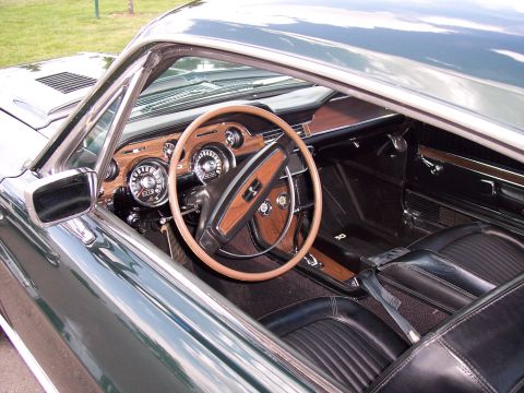 1972 Ford Ranchero - Interior view of a 1968 Ford Mustang, showing the dashboard, steering wheel, and seats.
