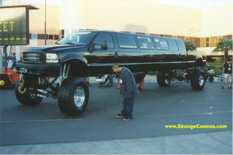 1981 Ford Bronco - A custom-built limousine truck with an extended body and lifted chassis is displayed.