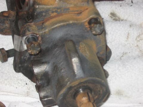 1991 Ford Bronco - Close-up of a rusty steering gear box, possibly for a Ford Bronco.