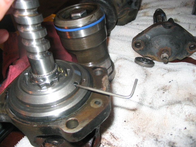 Hydroboost unit with a hex wrench inserted into a circular groove
