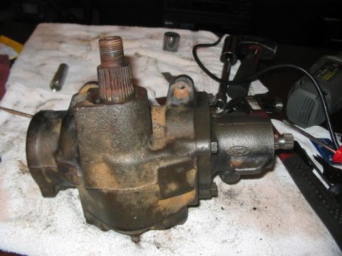1991 Ford Bronco - A close-up of a Ford steering gear box, likely removed for repair or replacement.
